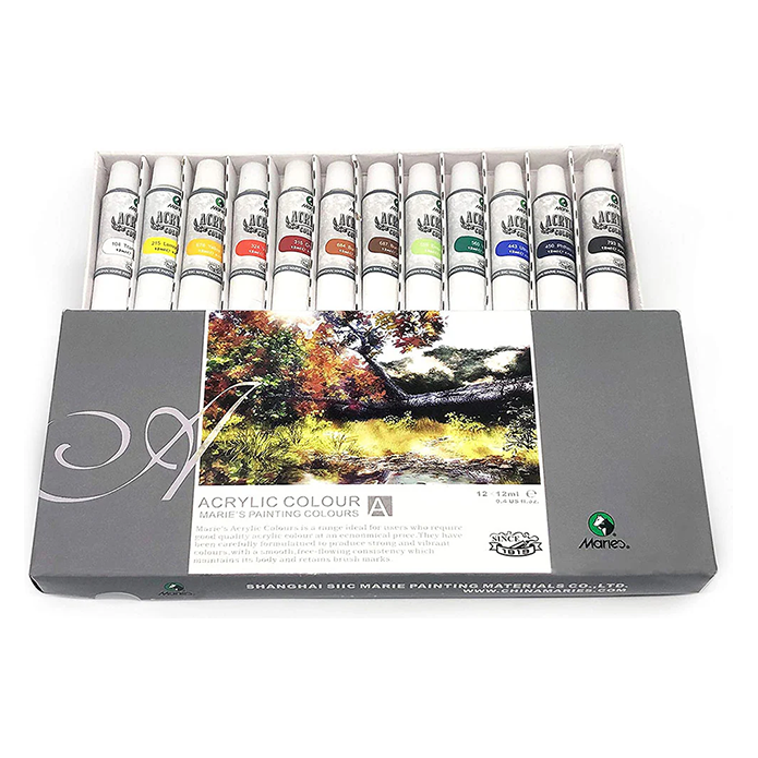 Maries Acrylic Colour Set of 12 Colours