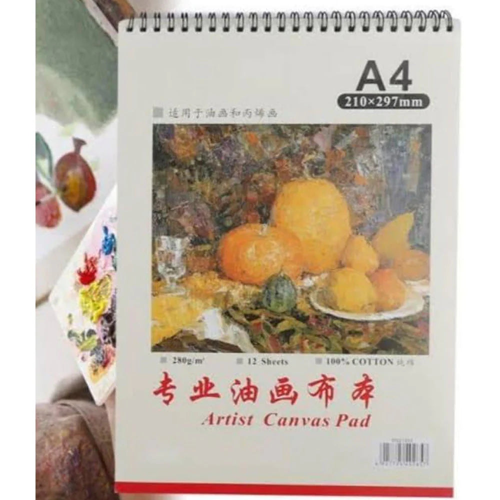 Canvas Pad A4 Size 280 grams 100% Cotton 12 Sheets