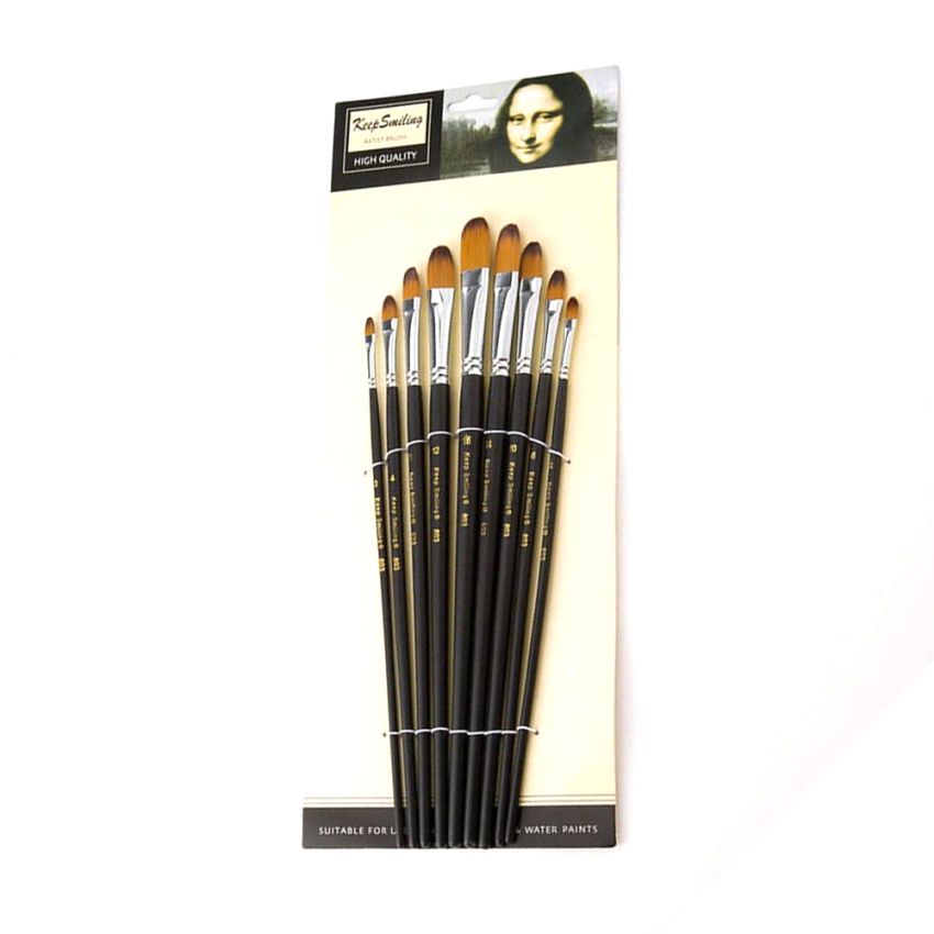 Keep Smiling Filbert Brush Set of 9 Brushes