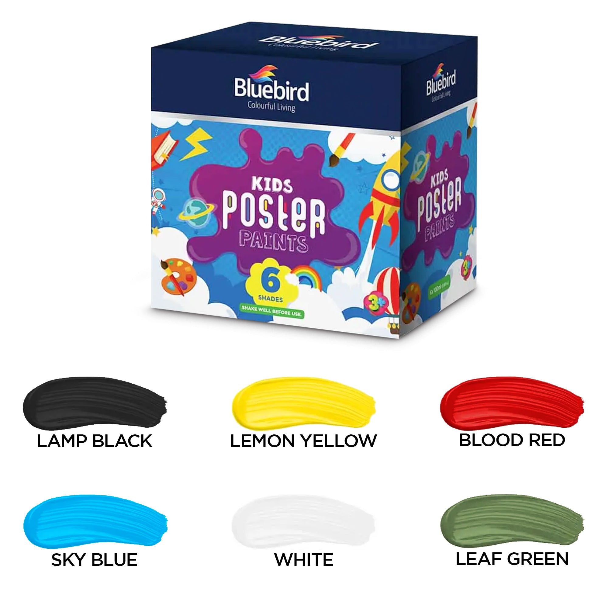 Poster Colours Bluebird set of 6 colours 100 ml