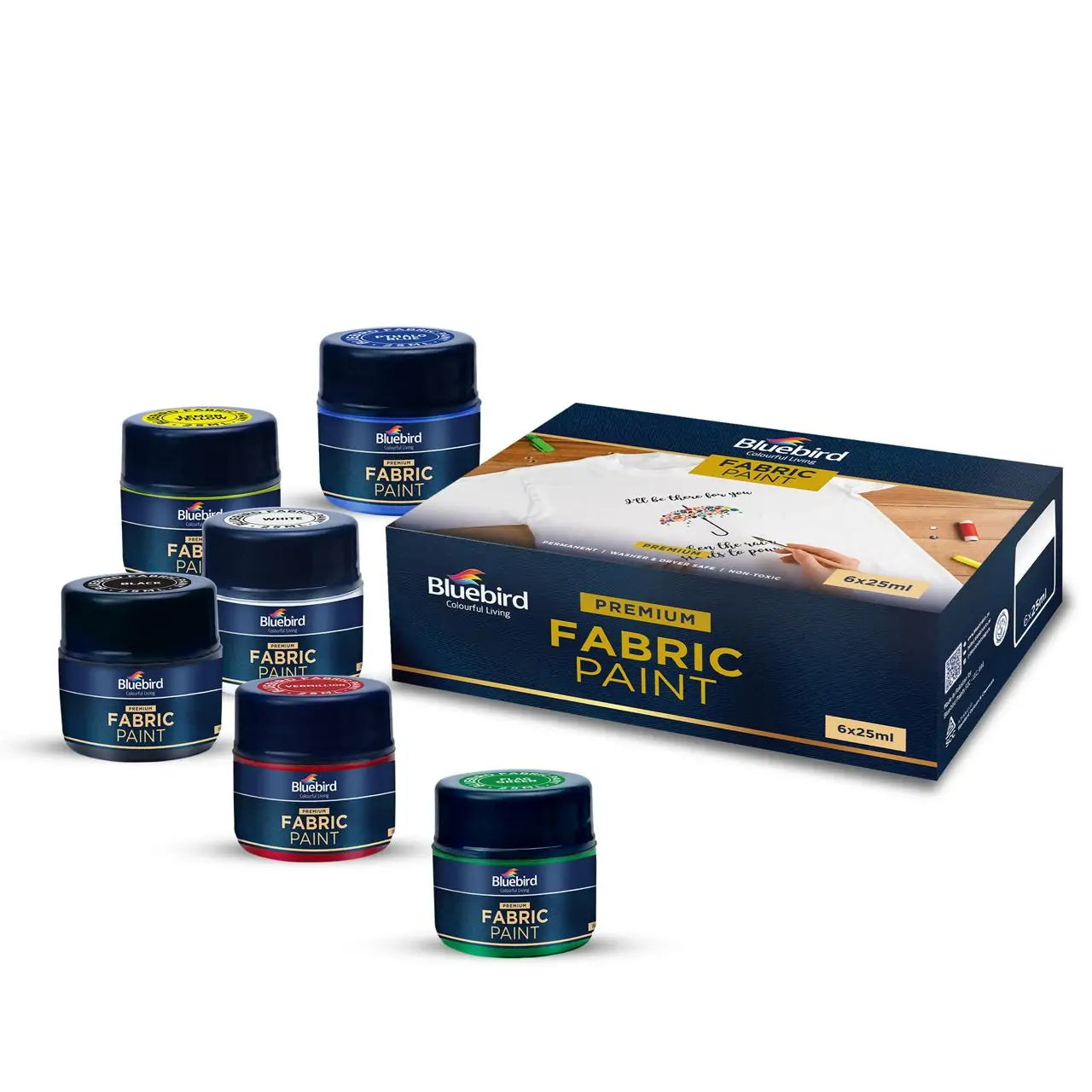 Fabric Paint 25 ml set of 6 Colours  Bluebird