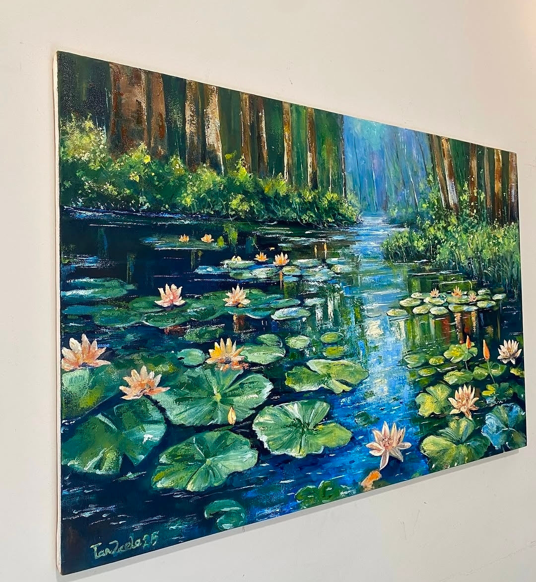 Lotus oil on canvas size 24 x 36