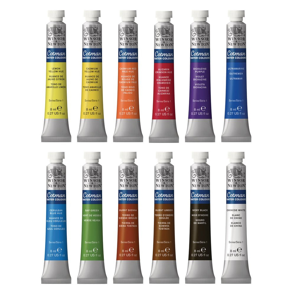 Winsor Newton Cotman Water colour set of 12 tubes 8ml
