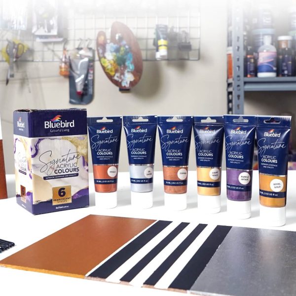 Blue Bird Signature Acrylic Colour Set of 6 Pearlescent 75 ml