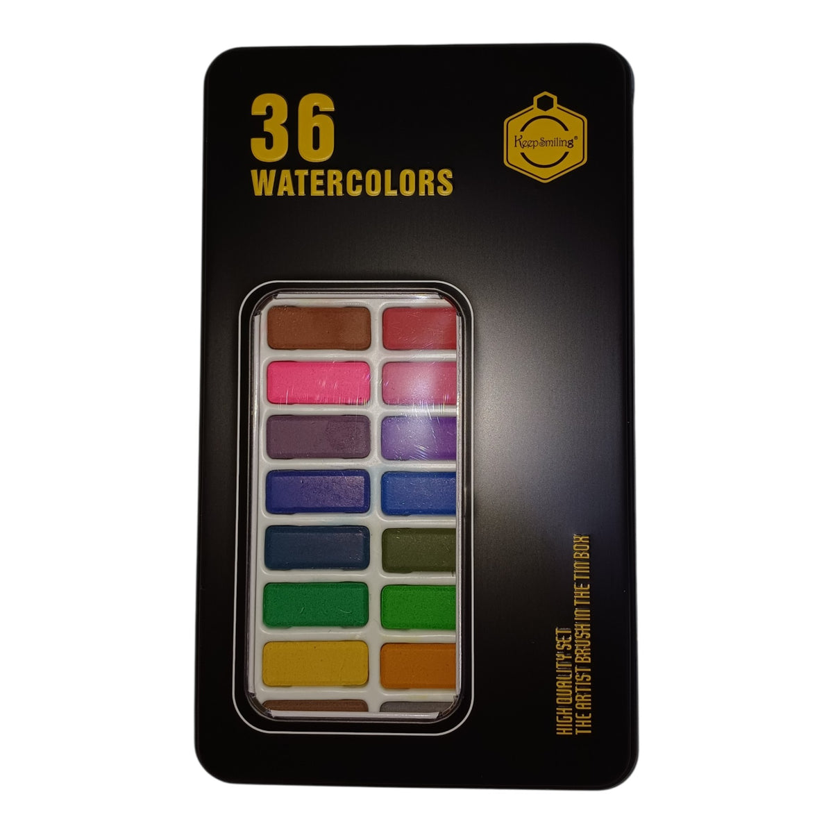 Water Color set of 36 Tin packing with brush Keep Smiling