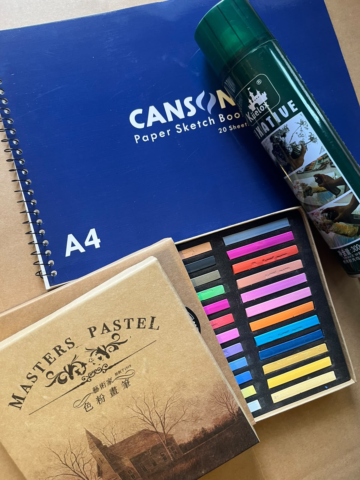 Pastels Complete Kit , Master Pastel Maries set of 24+ Canson Paper Sketch Book A4 + Fixative + FREE DELIVERY