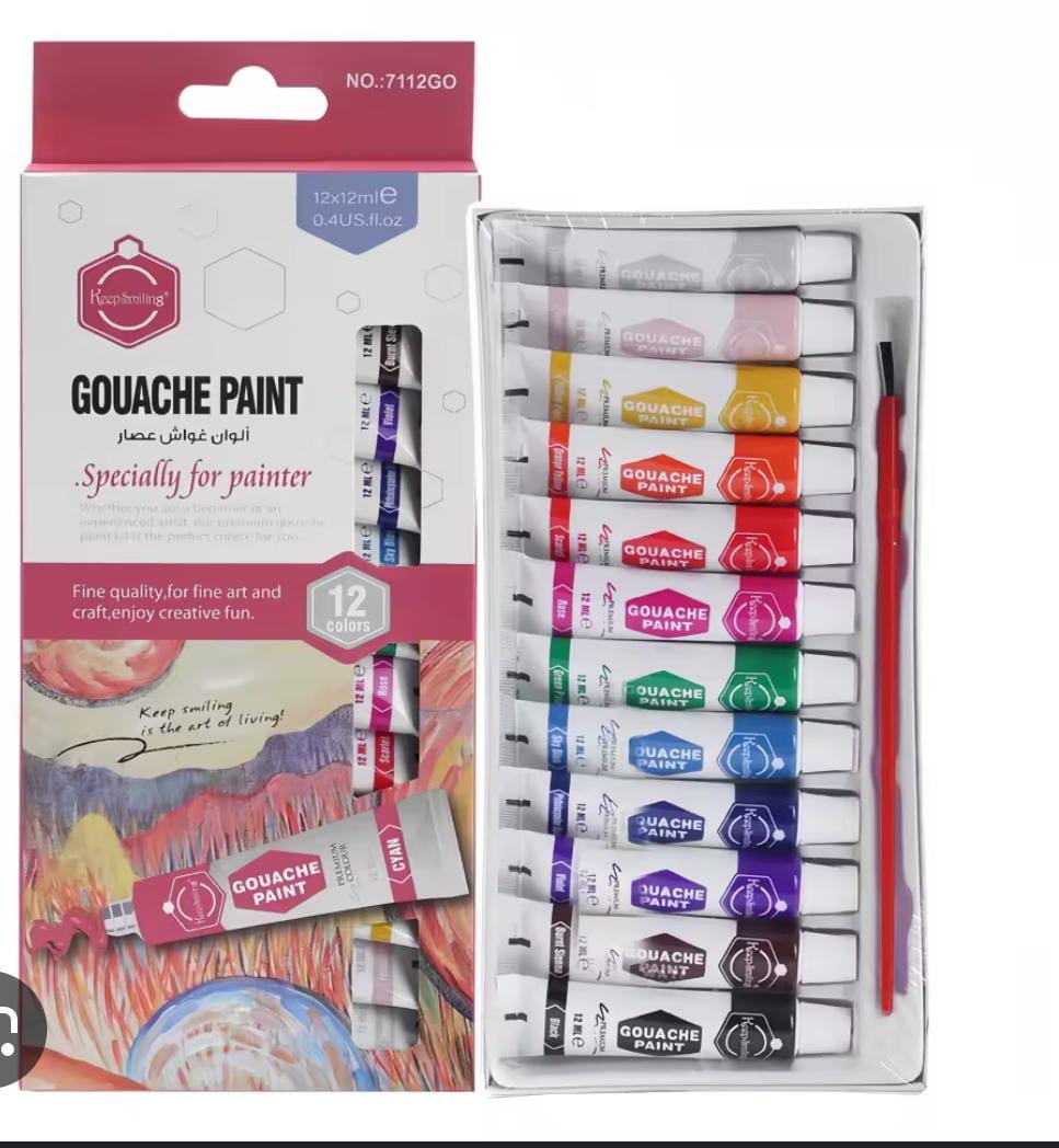 Gouache paints set of 12 colours 12 ml keep smiling