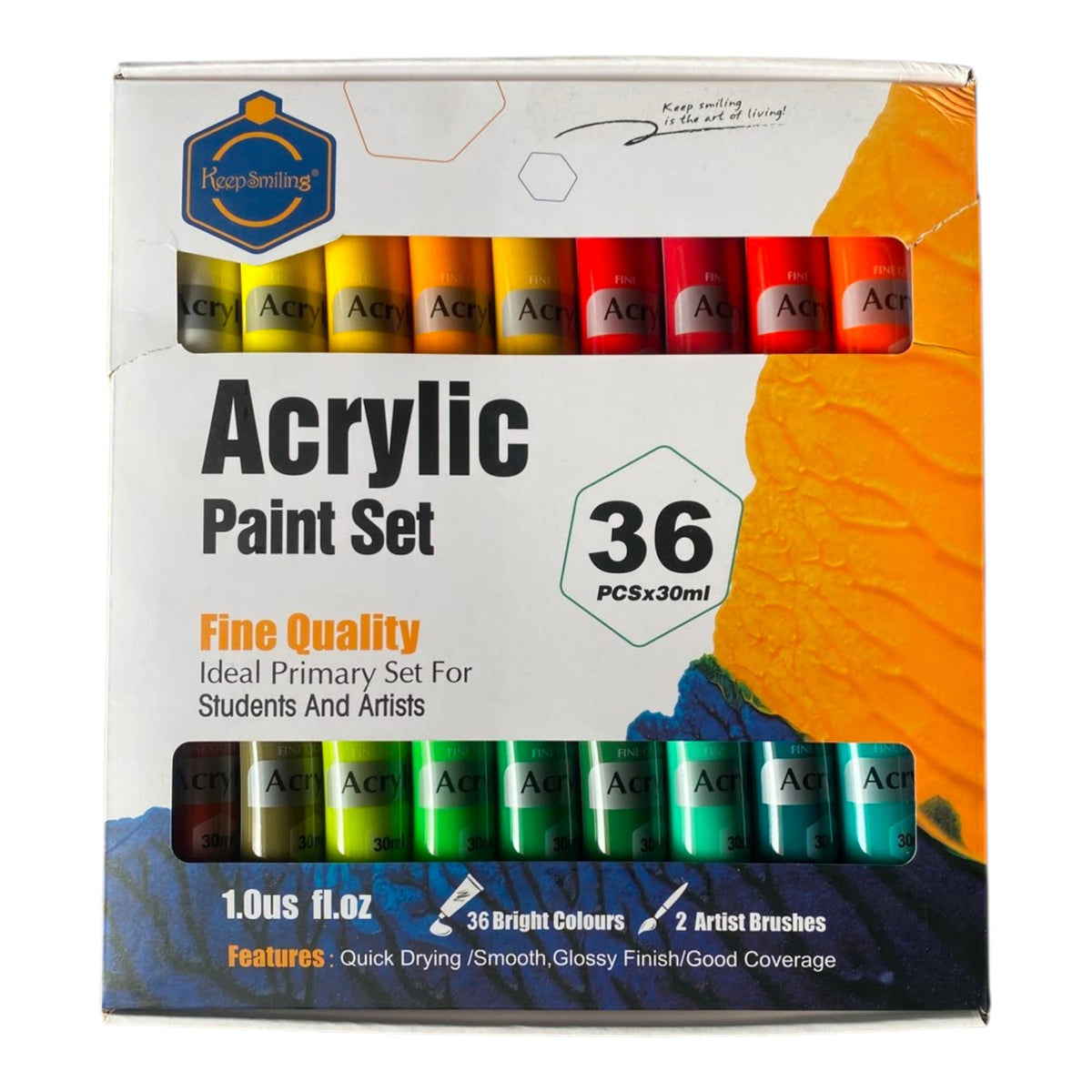 Acrylic Paint 30 Ml tube Keep smiling set of 36 Colours B4030