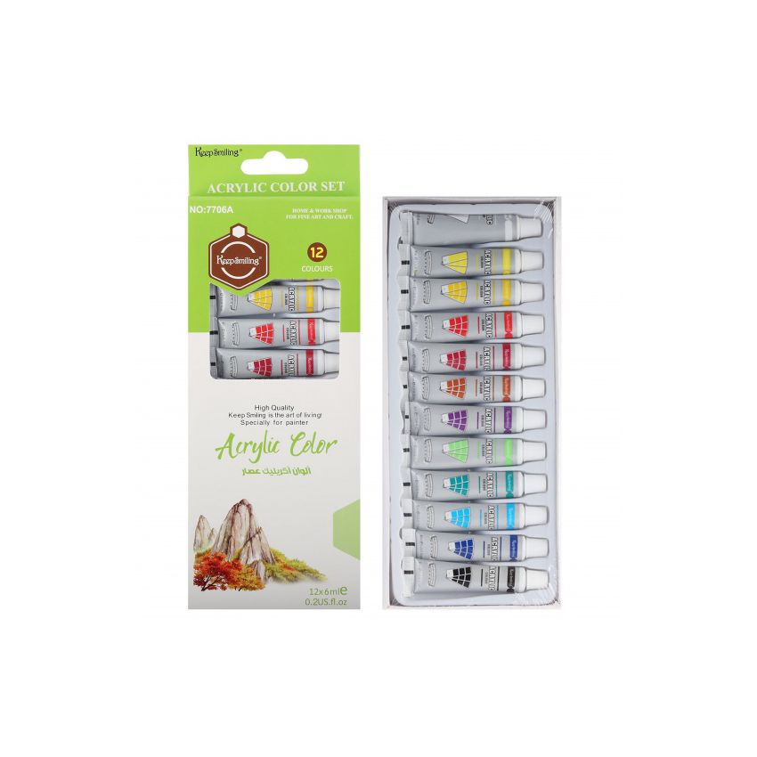 Acrylic Colour Set of 12 colours 6ml each Smiley